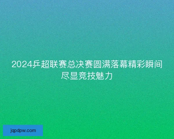 2024乒超联赛总决赛圆满落幕精彩瞬间尽显竞技魅力